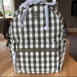 NWOT Tory Burch Piper backpack in green gingham
